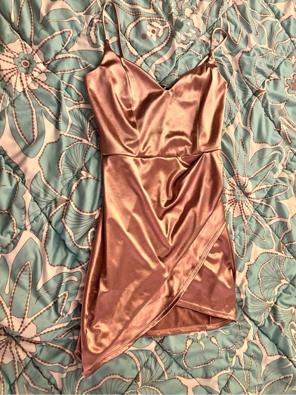 Windsor Rose Gold Satin Mini Slip Dress